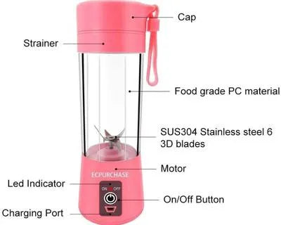 Mini Blender (6 Blade Electric Juicer Machine) Portable &amp; Rechargeable Electric Juicer Blender