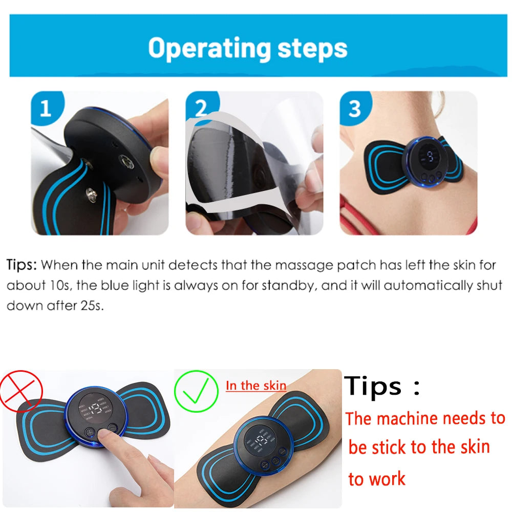 Mini Electric Neck Massager Charging Portable Shoulder and Neck Neck Massage Patch with Multiple Adjustable Levels